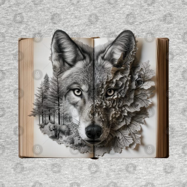 A wolf appeared from an open book. by ToonStickerShop